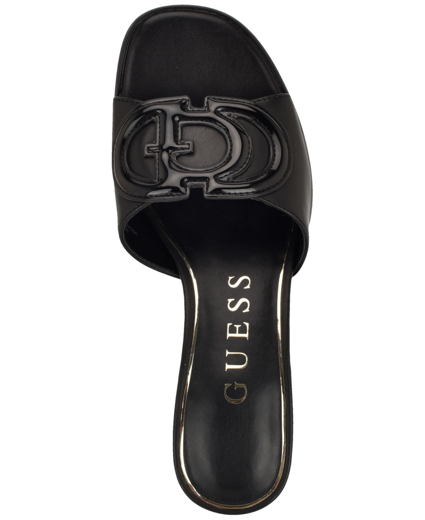 Женские сандалии GUESS Cerrina Slip-On Block Heel Sandal, цвет: Чёрный кожаный — фото 4