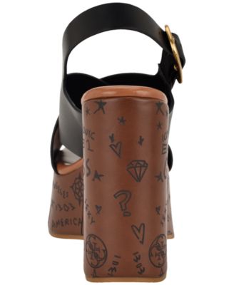 Women's Yarisel Logo-Embossed High Platform Wedge Sandals