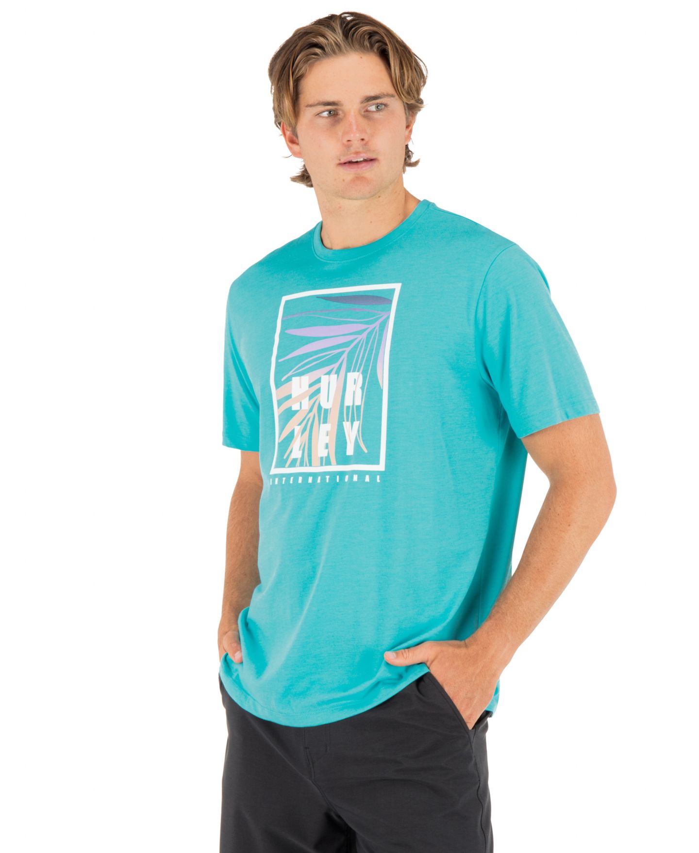 Мужская футболка Hurley Regular-Fit Round Neck, цвет: Barracuda — фото 3