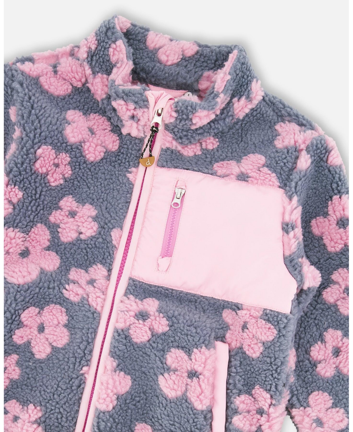 Deux par Deux Girl Sherpa Jacket Pink Flowers - Toddler
