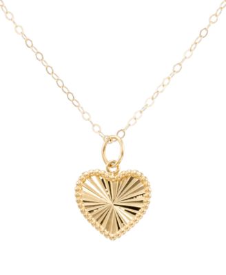 Textured Heart Pendant Necklace in 10k Yellow Gold