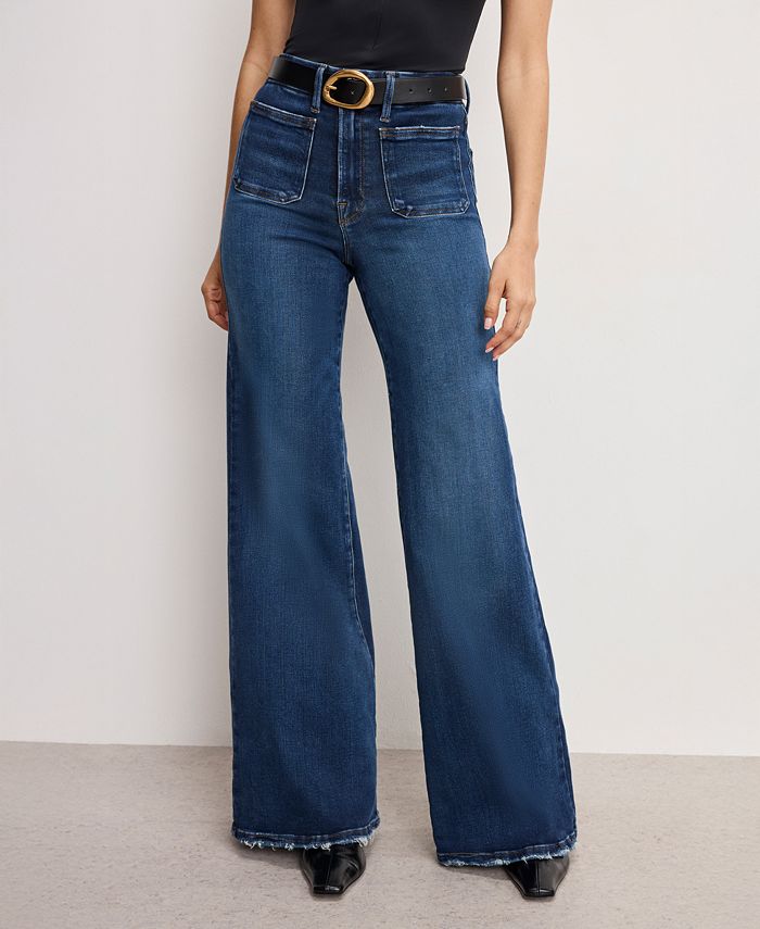 Good American Womens Wide Leg Palazzo Jeans