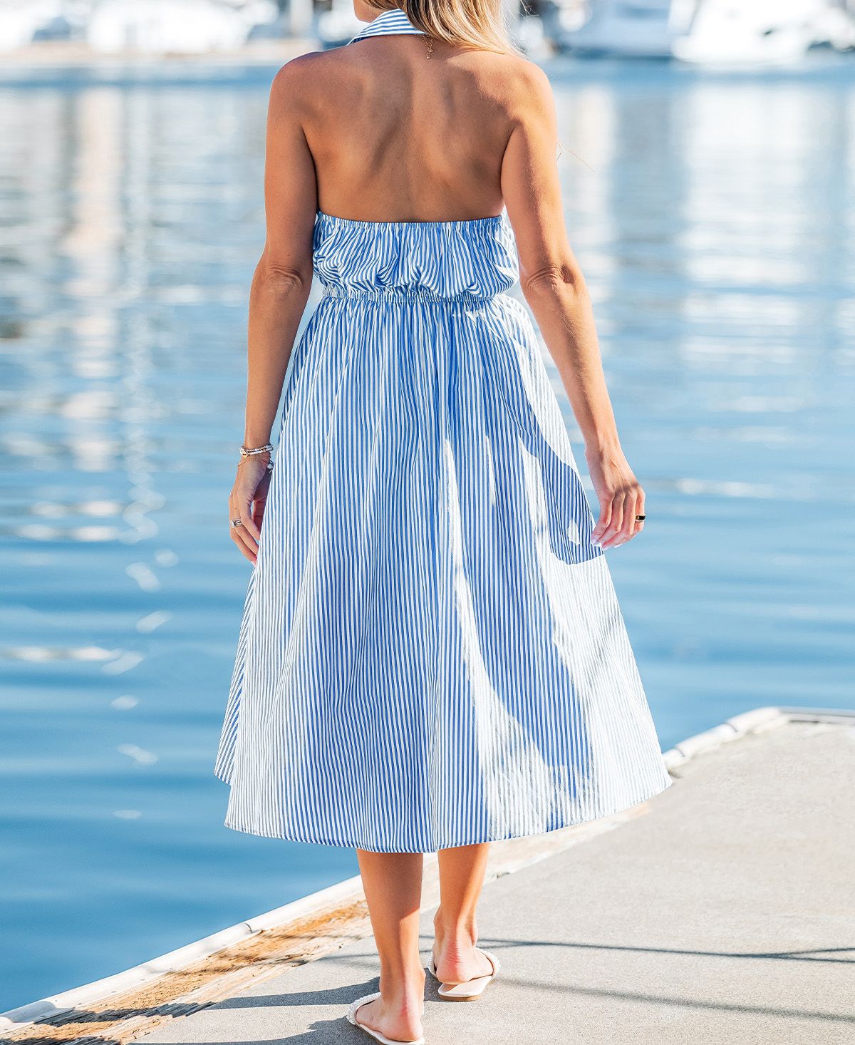 Cupshe Women's V-Neck Sleeveless Tie-Front Asymmetric Midi Dress