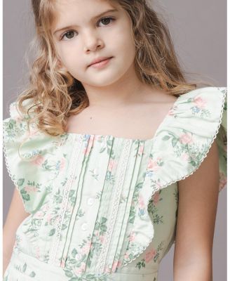 Little Girls Organic Flutter Sleeve Sateen Jumpsuit