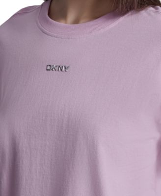 Women's Metallic Bubble Logo Drop Shoulder Pull-On T-Shirt