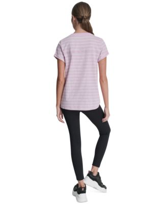 Women's Embroidered Crewneck Logo Roll-Sleeve Top