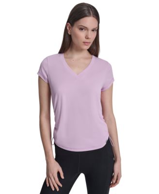 Women's Ruched Side Seams V-Neck Tech T-Shirt