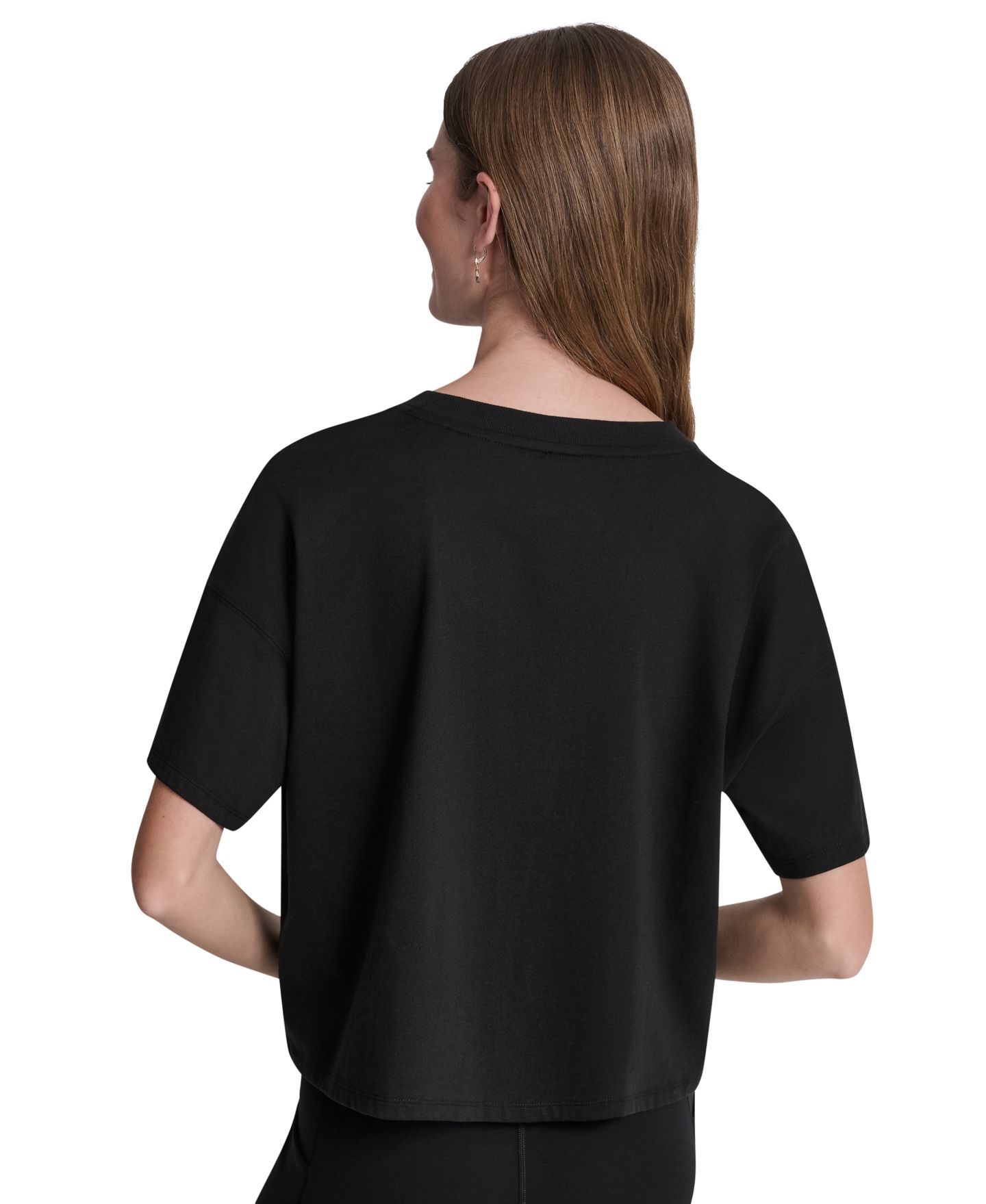 Женская футболка DKNY Sport Metallic Bubble Logo Drop Shoulder Pull-On, цвет: Чёрный — фото 5