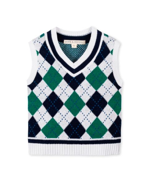 Жилет Hope & Henry Organic V-Neck Argyle Sweater Vest для мальчиков, цвет: С ромбами