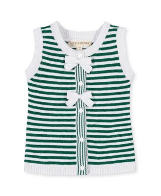 Girls Organic Button Front Sweater Tank with Bows