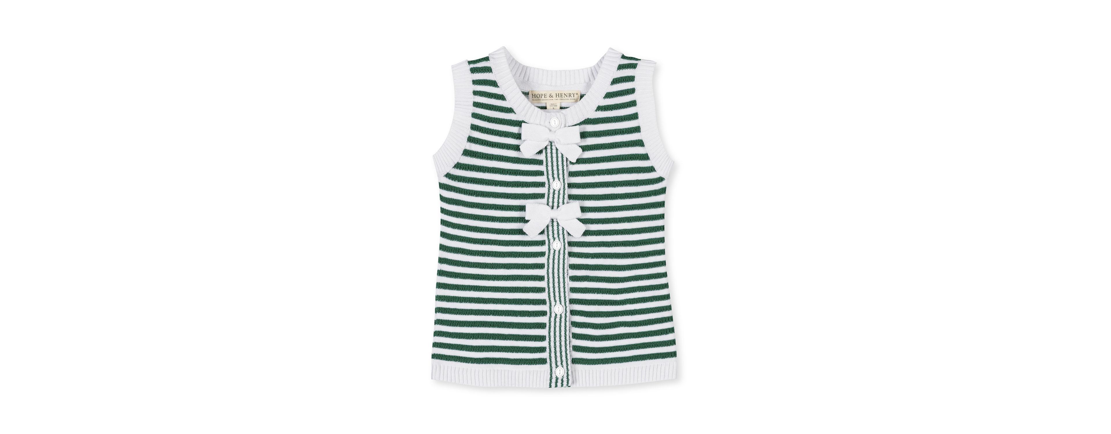 Hope & Henry Girls Organic Button Front Sweater Tank with Bows