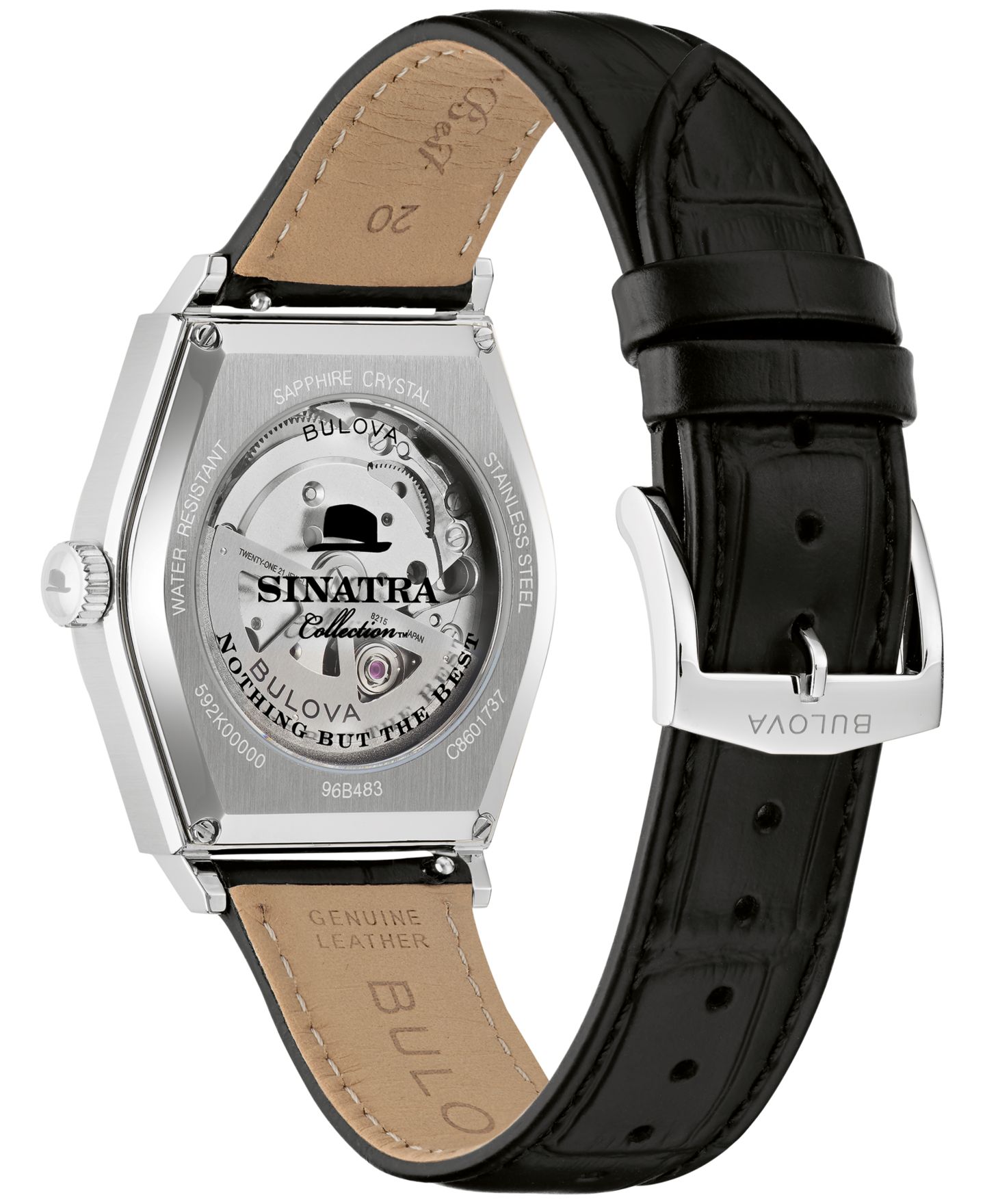 Мужские часы Bulova Frank Sinatra Nothing But The Best Black Leather Strap Watch 40mm — фото 3