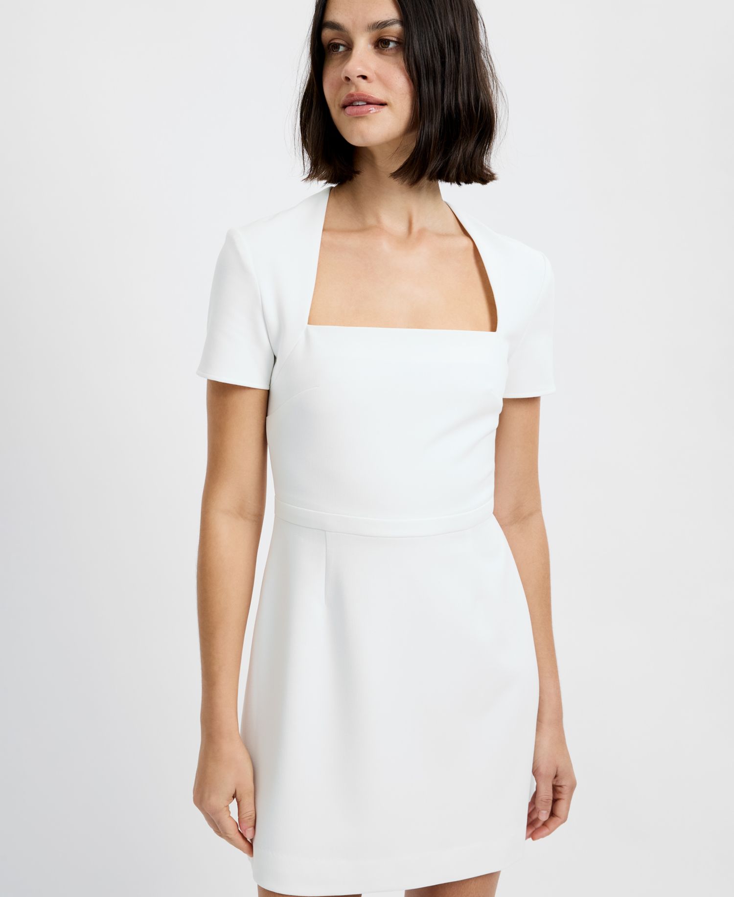 Women's Short-Sleeve Square Neck Mini Dress