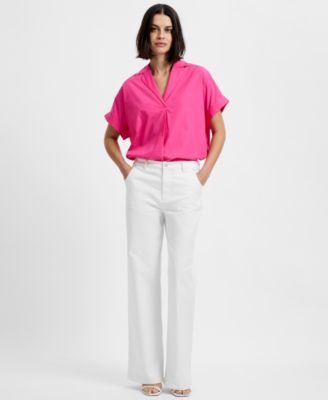 Women's Poplin Collared Top