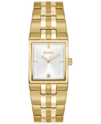 Men's Strivo Quartz Ionic Plated Thin Gold Steel Watch, 25.6mm