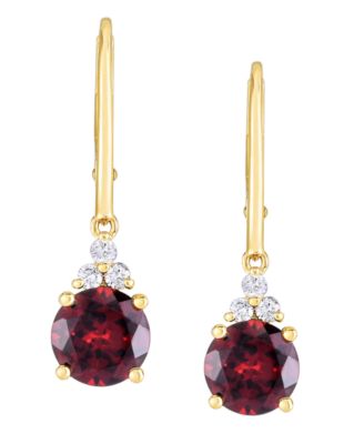 Garnet (3 ct. t.w.) & Diamonds (1/8 ct. t.w.) Lever-Back Earrings in 14k White Gold