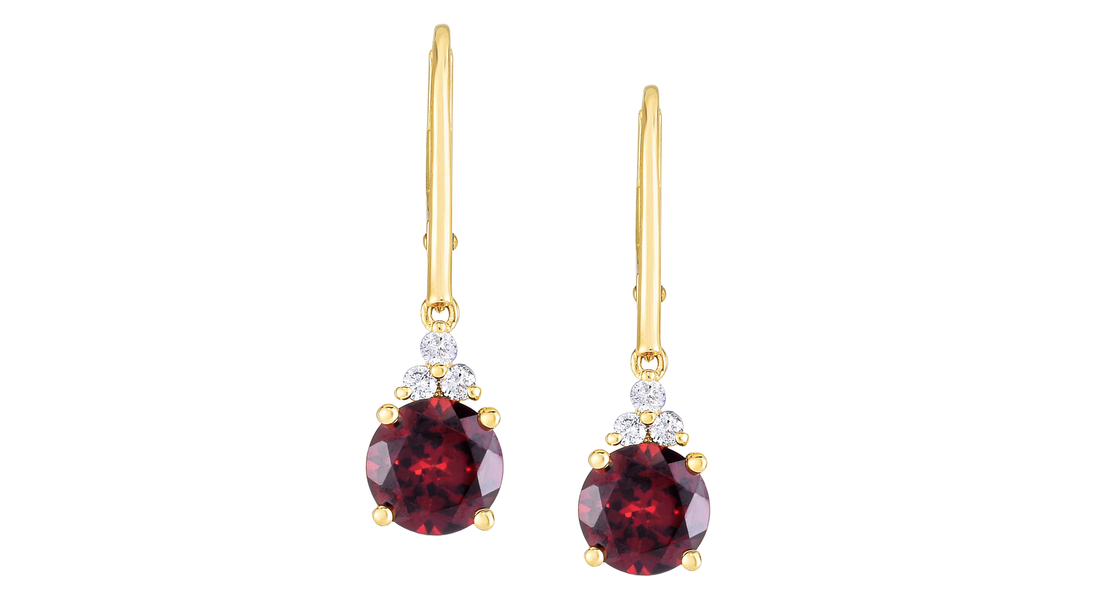 Macy's Garnet (3 ct. t.w.) & Diamonds (1/8 ct. t.w.) Lever-Back Earrings in 14k White Gold