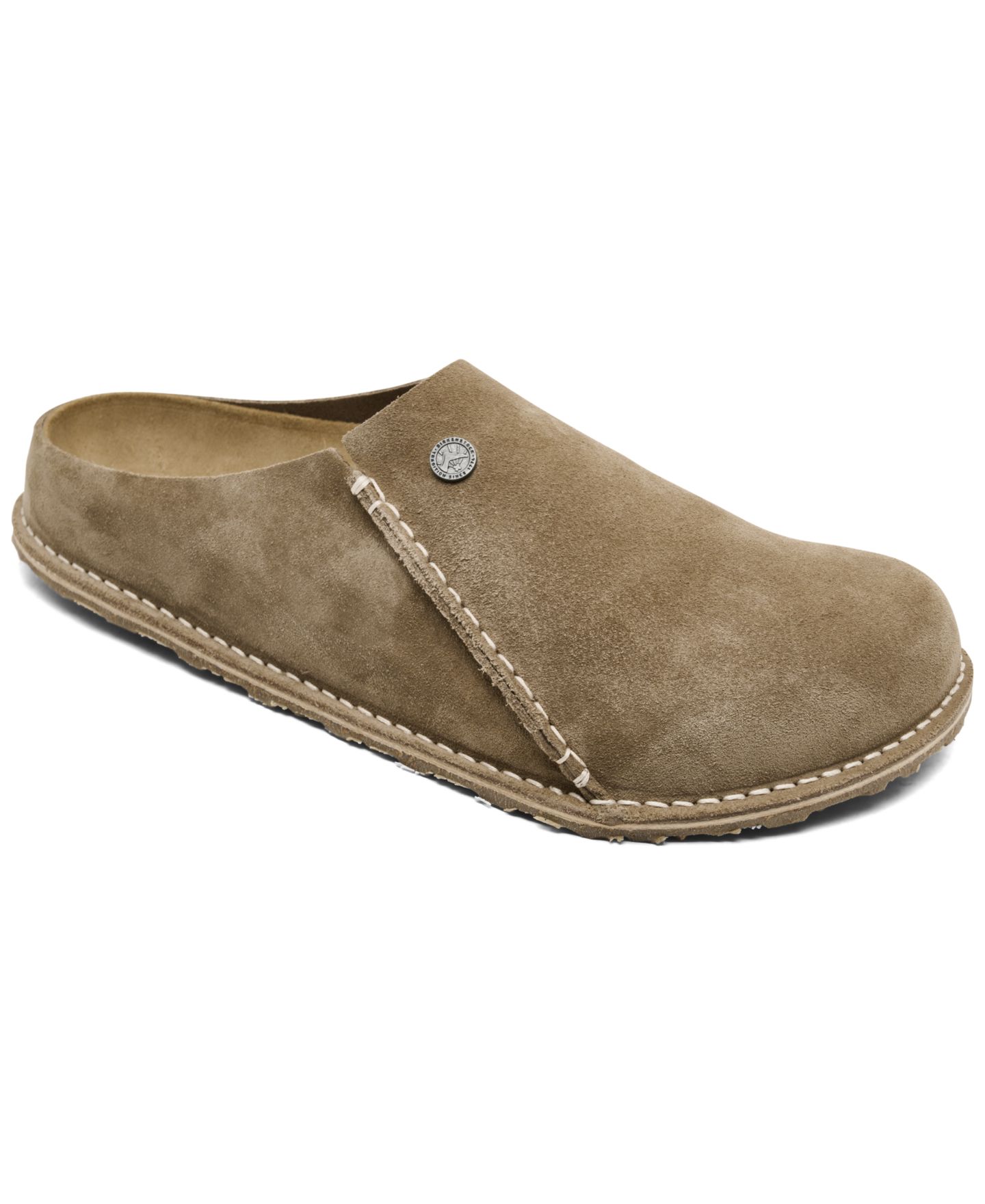 Мужские сабо Birkenstock Zermatt Premium Suede Leather Clog Slippers, цвет: Бежевый — фото 1