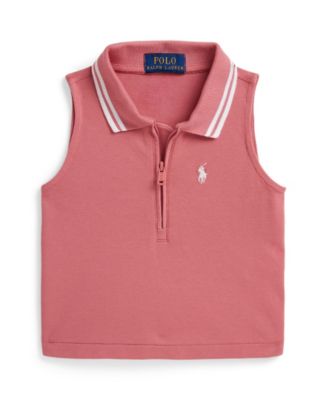 Girls' 2-6X Stretch Mesh Half-Zip Boxy Polo Shirt