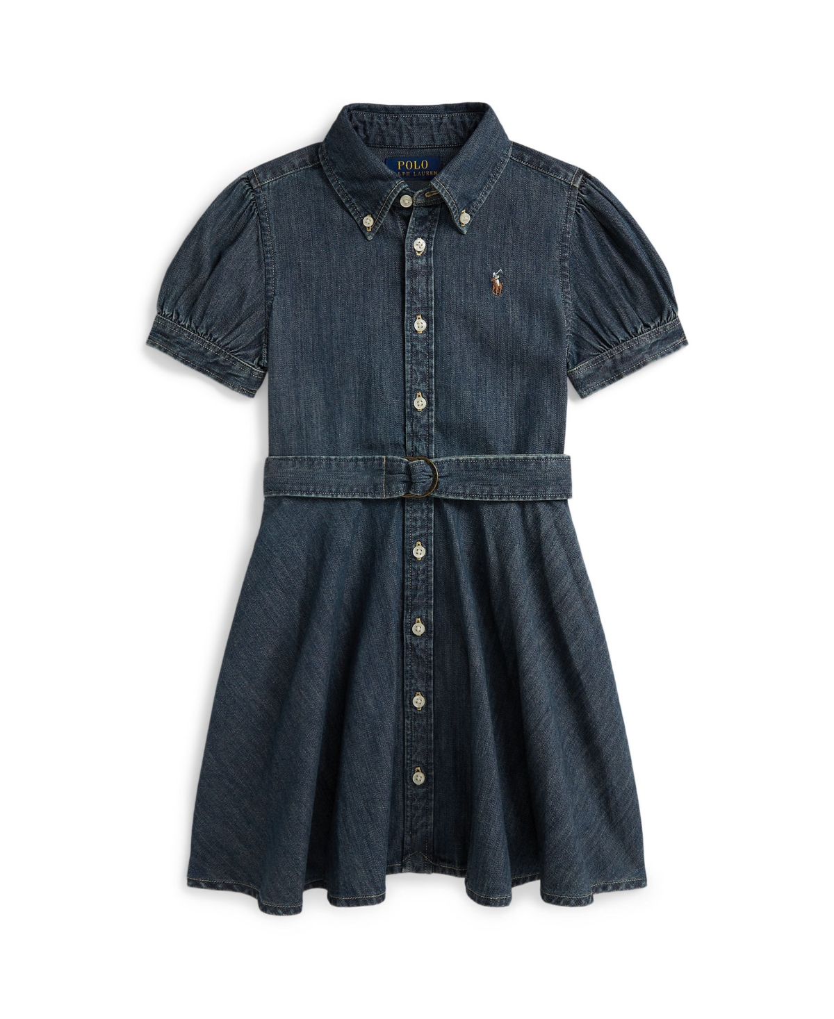 Polo Ralph Lauren Girls' 2-6X Belted Indigo Button-Down Collar Denim Shirtdress