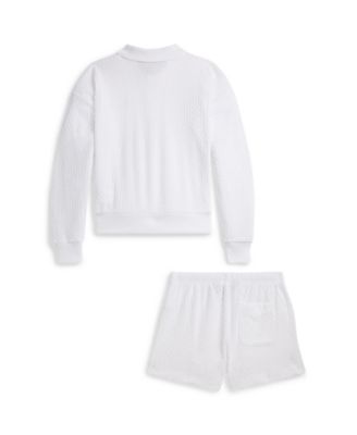 Girls' 7-16 Mini-Cable Terry Polo Shirt and Shorts, 2-Piece Set