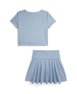 Girls' 7-16 Ponte Boxy T-Shirt and Skort, 2-Piece Set