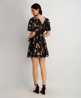 Women's Embroidered Woven V-Neck Dress