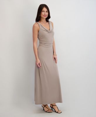 Women's Draped Cowlneck Sleeveless Maxi Dress