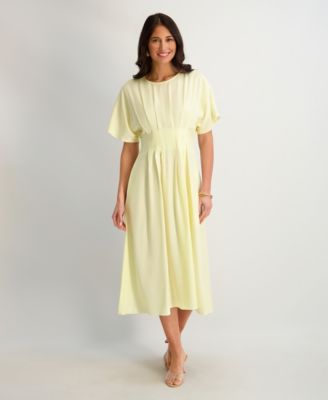 Women's Dolman-Sleeve Cinched-Waist Midi Dress