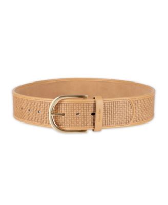 Mini Box-Woven Leather Polished Buckle Belt