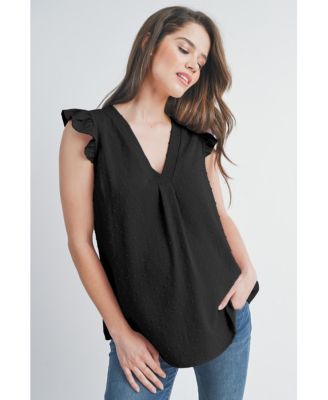 Women's Swiss Dot Flutter Cap Sleeve V-Neck Maternity Top
