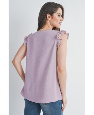 Women's Swiss Dot Flutter Cap Sleeve V-Neck Maternity Top