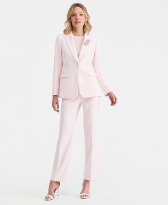 Brooch Blazer, Short-Sleeve Top & Pull-On Pants