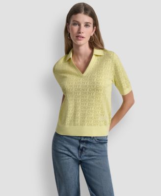 Petite Polo Collar Logo Sweater