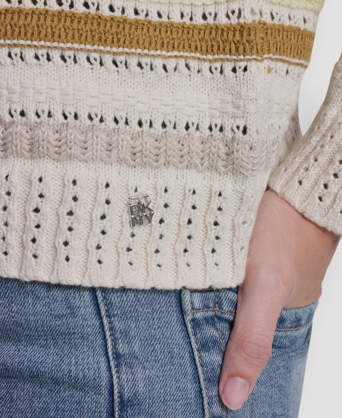 Dkny Jeans Petite Striped Crewneck Sweater