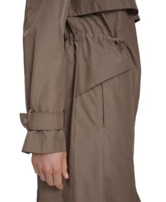Women's Zip Up Trench Coat With Stow Away Hood