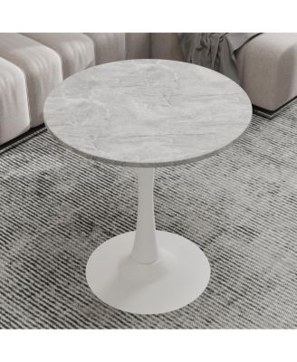 White Mid-Century Modern Marble Coffee/Dining Table (2-4 People)