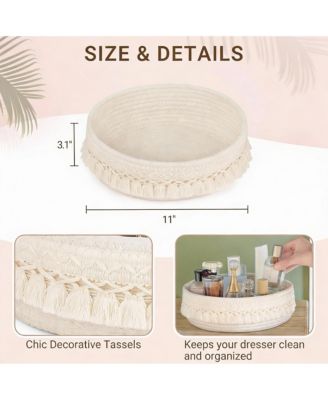 Macrame Makeup Basket with Tassels for Storage - Boho Decor - Multi-Purpose