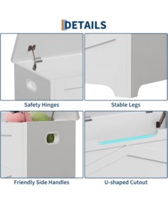 39.4" Wooden Storage Chest, Storage Bench with Safety Hinges for Entryway & Living Room