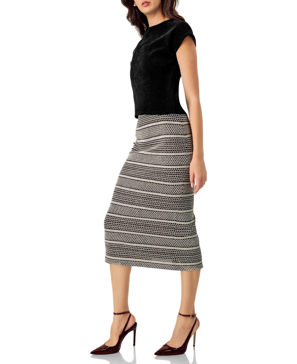 Ivonne Women's Knitted Midi Pencil Skirt