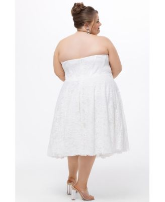 Women's Sweetheart Strapless Lace Bustier Party Dress