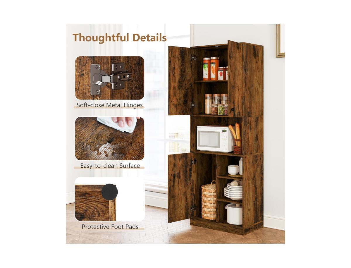 Kitchen Pantry Storage Cabinet – Microwave Stand with Open Shelves for Kitchen Organization