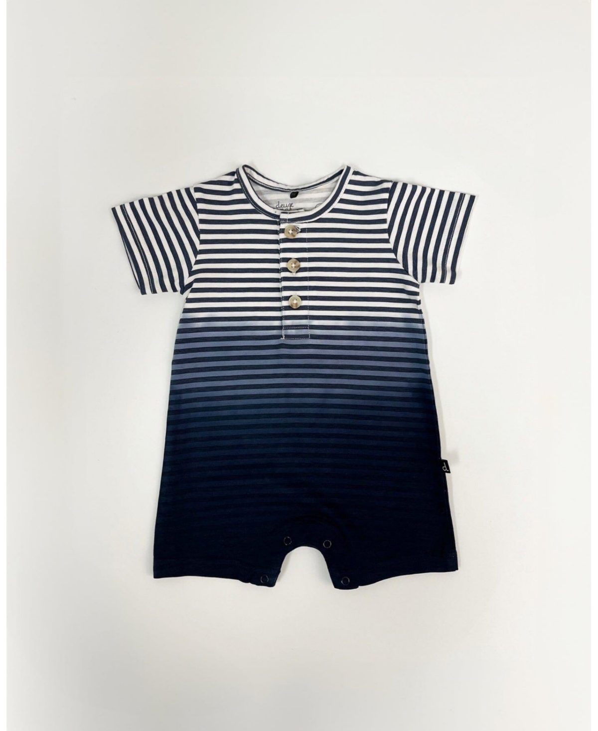 Deux par Baby Boys Cotton Romper Blue Gradient Stripes