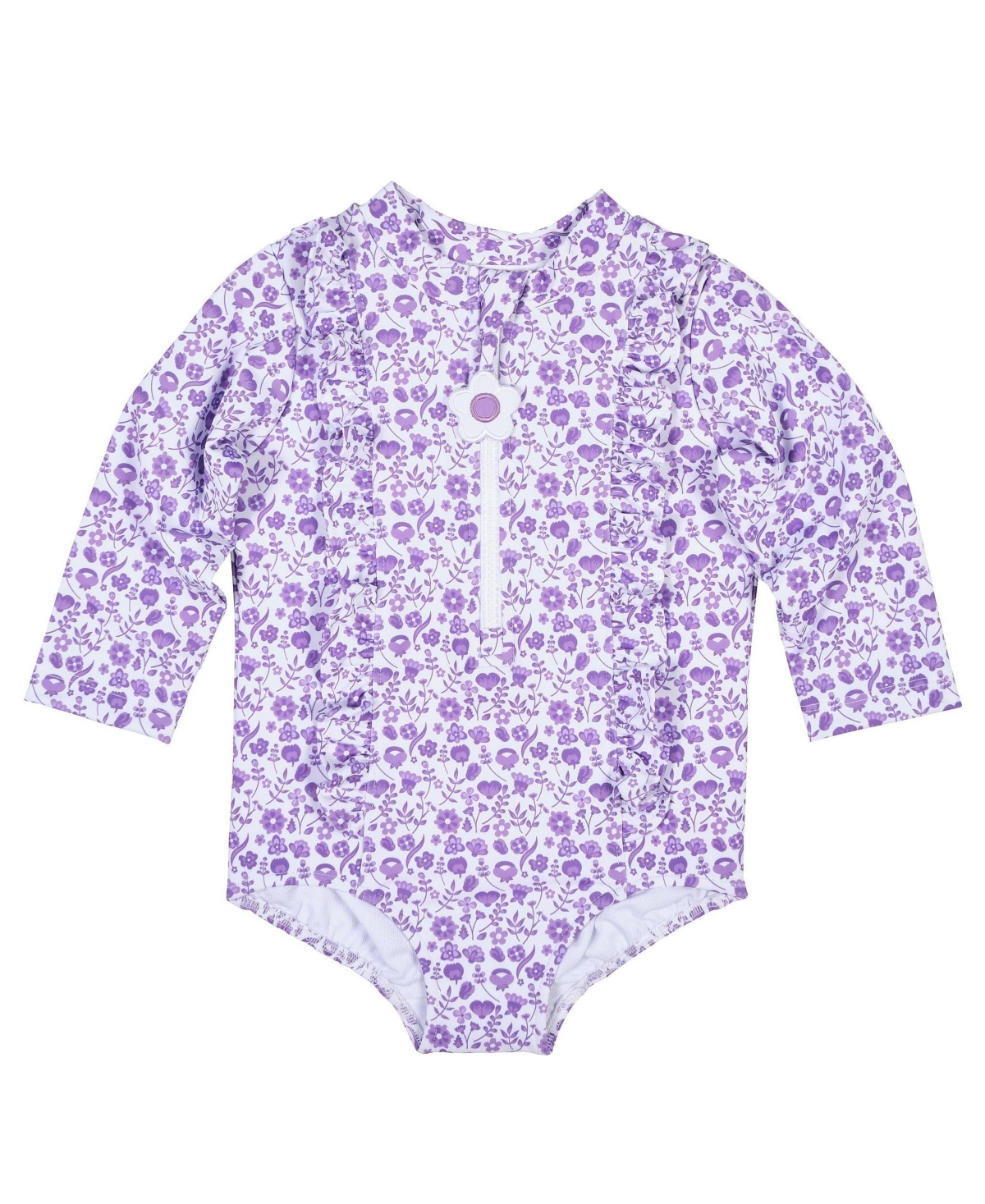 Florence Eiseman Baby Girl Floral Print One Piece Rashguard with Ruffles