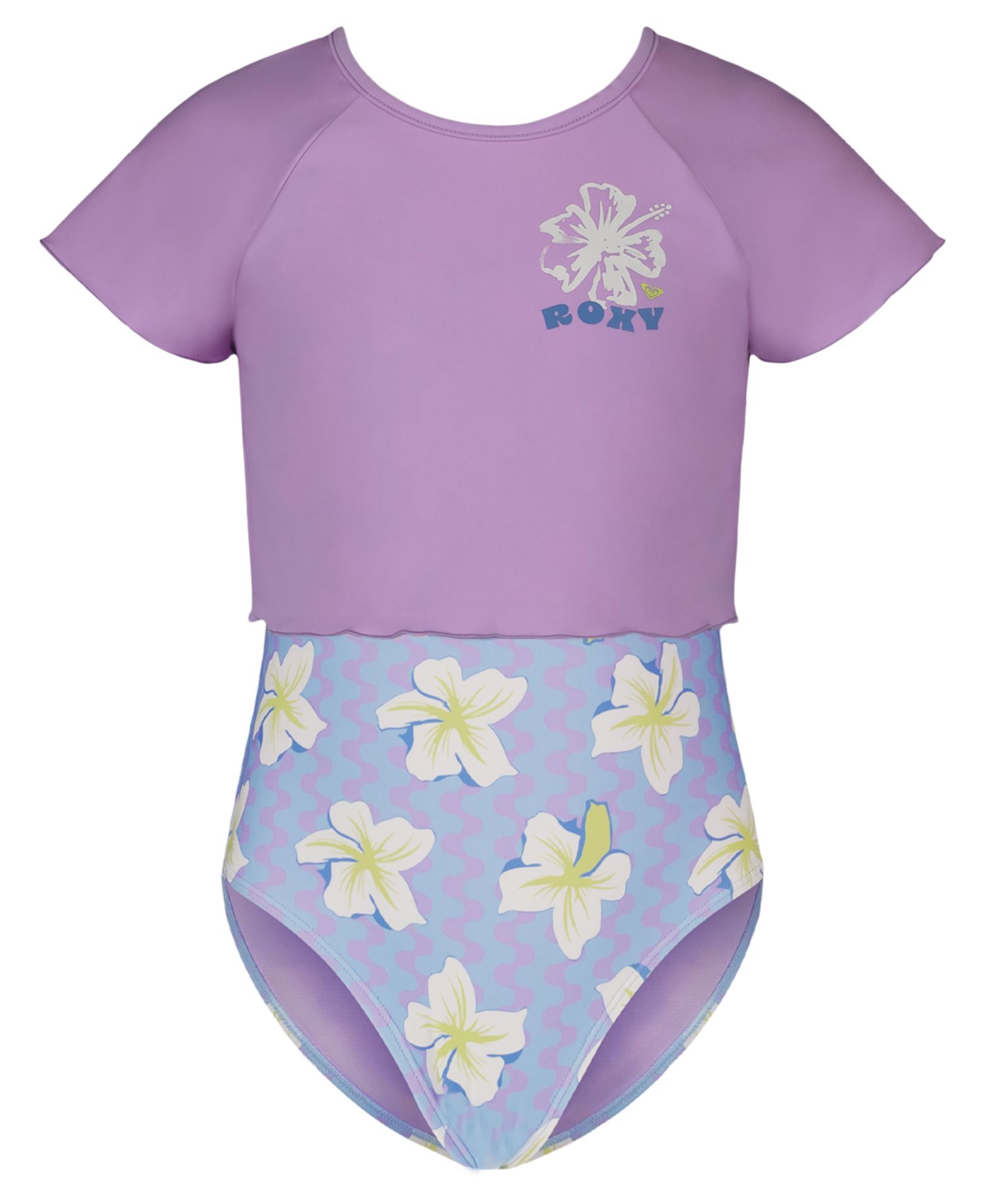 Girls' 8-16 Top & Zigzag Pattern One-Piece Swimsuit, 2-Piece Set