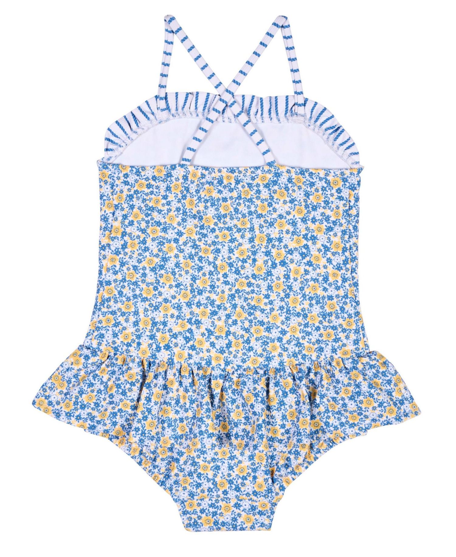 Little Girls Floral Skirted Swimsuit with Flower