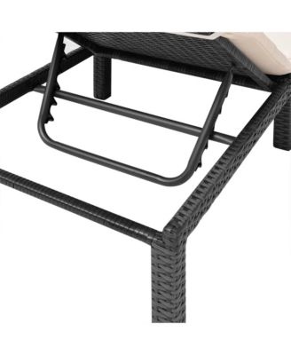 Sun Lounger with Poly Rattan Cushion