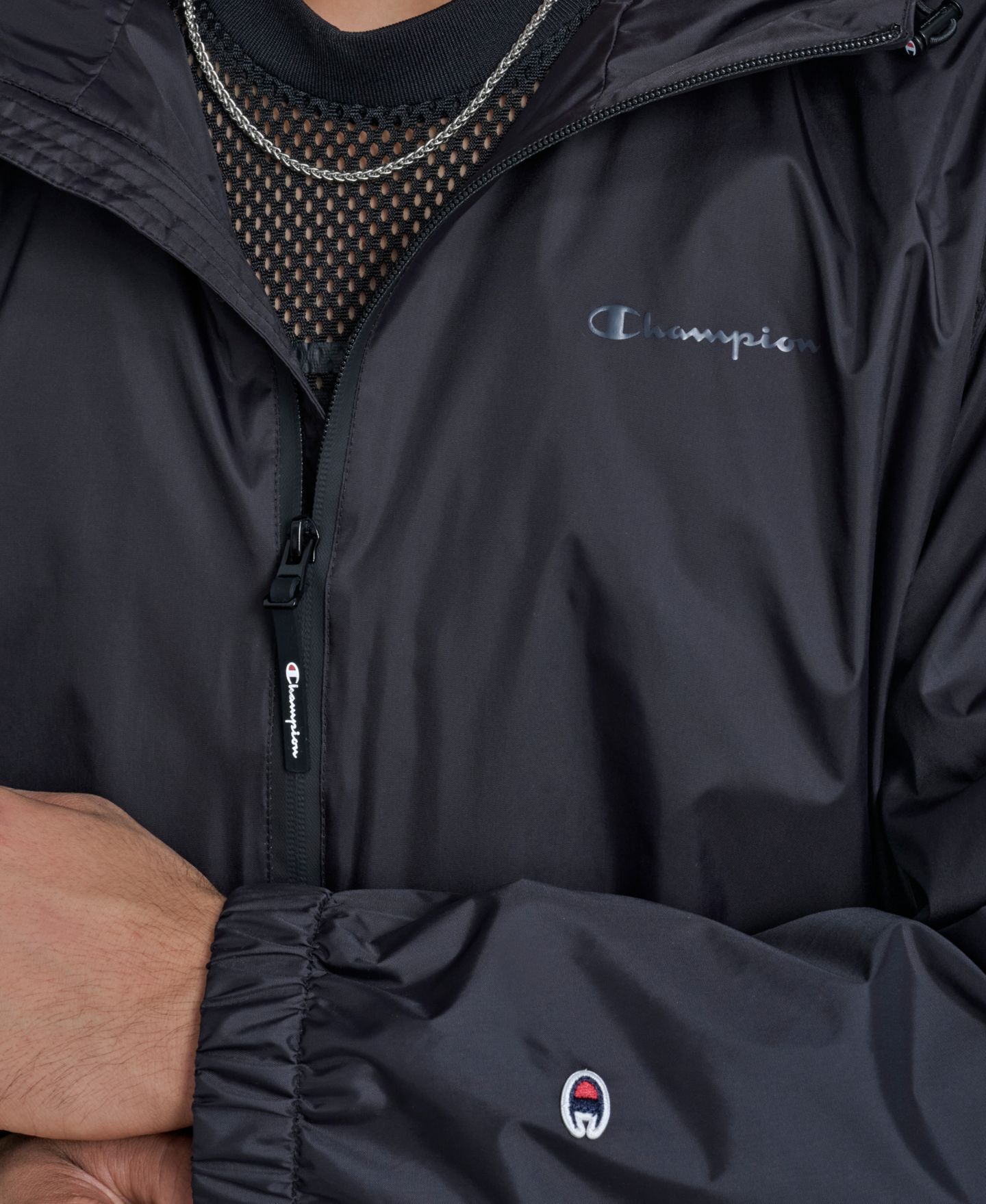 Мужская куртка Champion Classic Hooded Rain, цвет: Чёрный — фото 7