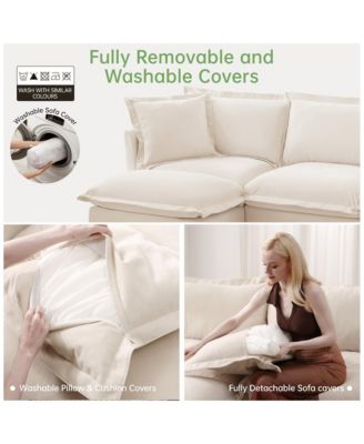 Modular 2-Seat Sofa Couches, Chenille Loveseat Deep Seat Sofa Couch with Removable Covers & 2 Pillows