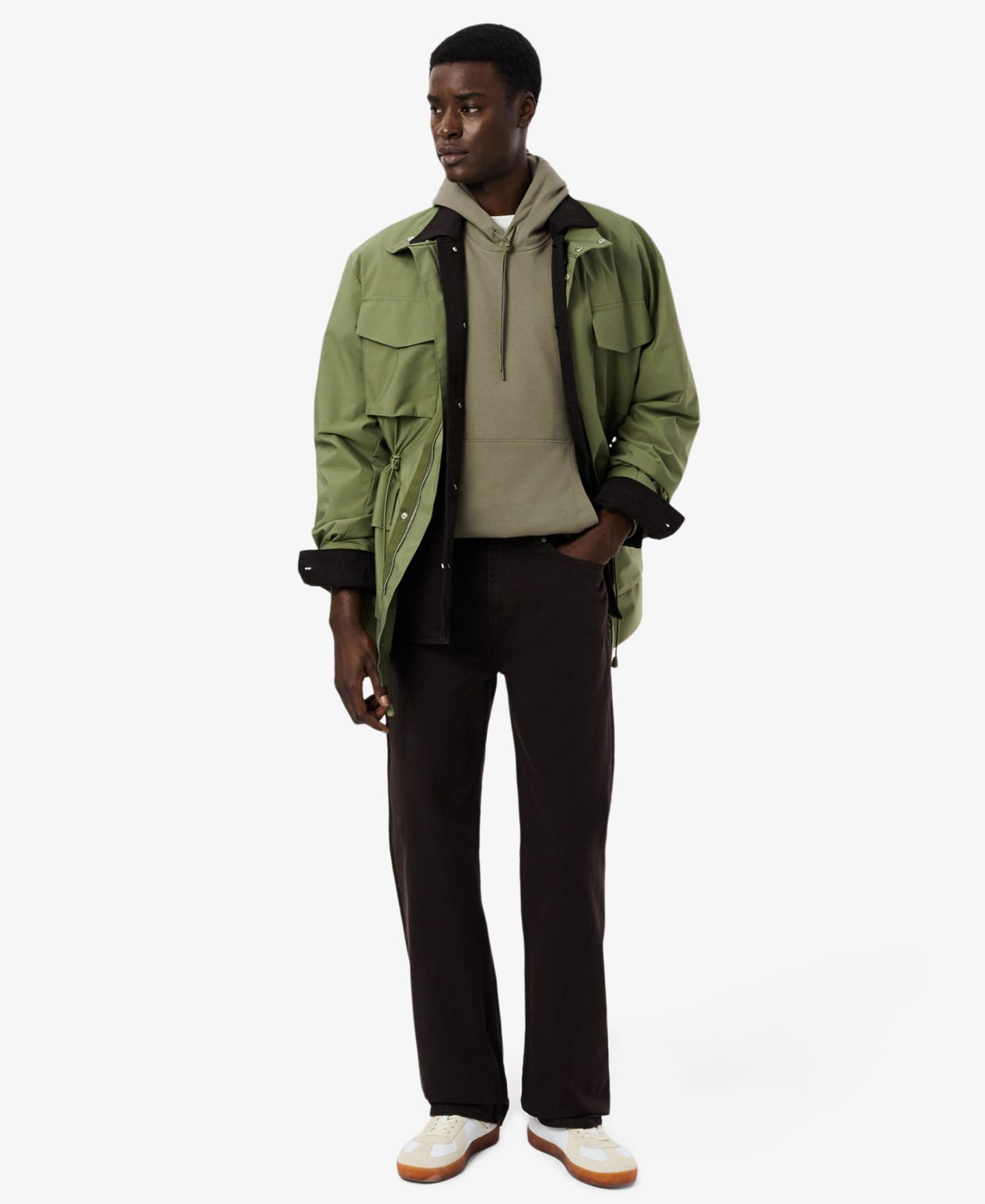 Мужское худи Lacoste Classic-Fit Logo Stripe Zipped, цвет: Хаки — фото 2